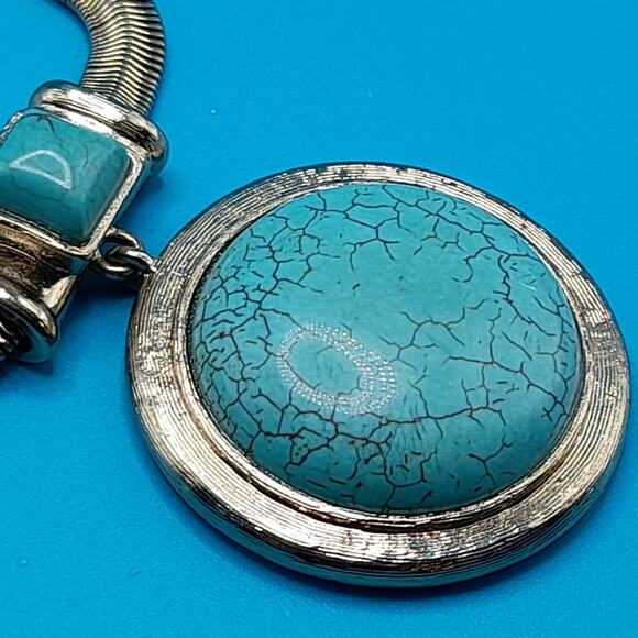 Monet Gemstone Pendant Necklace, Snake Chain, 19 1/2 Inches - Picture 8 of 11